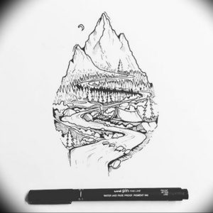 Фото эскиз тату горы 23.07.2019 №102 - sketch of a mountain tattoo - tattoo-photo.ru