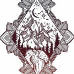 Фото эскиз тату горы 23.07.2019 №115 - sketch of a mountain tattoo - tattoo-photo.ru