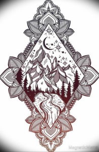 Фото эскиз тату горы 23.07.2019 №115 - sketch of a mountain tattoo - tattoo-photo.ru