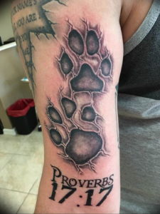 Фото тату лапка собаки 12.08.2019 №057 - dog paw tattoo - tattoo-photo.ru