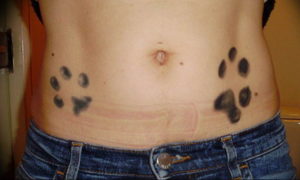 Фото тату лапки на животе 12.08.2019 №010 - paw tattoo on the stomach - tattoo-photo.ru
