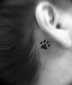 Фото тату лапки на шее 12.08.2019 №027 - paw tattoo on the neck - tattoo-photo.ru
