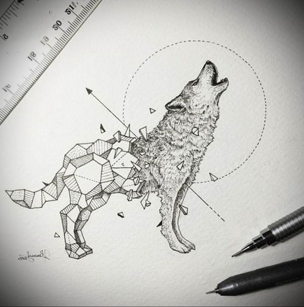 Фото волк тату эскиз 13.09.2019 №018 - wolf tattoo sketch - tattoo-photo.ru