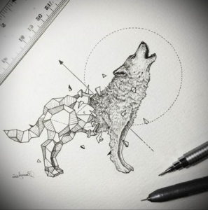 Фото волк тату эскиз 13.09.2019 №018 - wolf tattoo sketch - tattoo-photo.ru