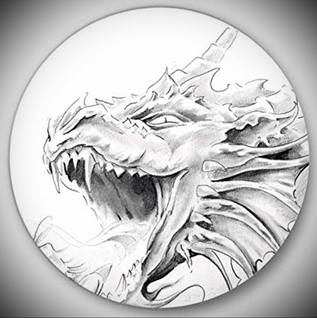 эскиз тату дракон на лопатке 3 | Контур татуировки, Искусство с драконами,  Татуировки китайского дракона