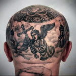 крест на затылке тату 24.09.2019 №002 -the back of the head tattoo- tattoo-photo.ru