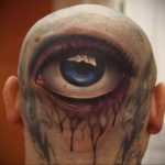 тату глаз на затылке 24.09.2019 №003 -the back of the head tattoo- tattoo-photo.ru