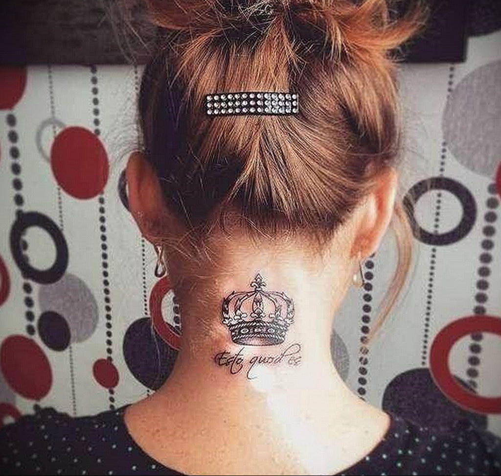 тату корона на затылке 24.09.2019 № 007 -the back of the head tattoo- tatto...