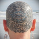 тату лотос на затылке 24.09.2019 №003 -the back of the head tattoo- tattoo-photo.ru