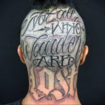 тату надписи на затылке 24.09.2019 №003 -the back of the head tattoo- tattoo-photo.ru