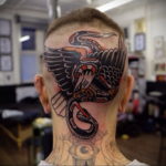 тату на затылке для мужчин 24.09.2019 №028 -the back of the head tattoo- tattoo-photo.ru
