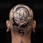 тату на затылке для мужчин 24.09.2019 №038 -the back of the head tattoo- tattoo-photo.ru
