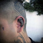 тату на затылке для мужчин 24.09.2019 №040 -the back of the head tattoo- tattoo-photo.ru