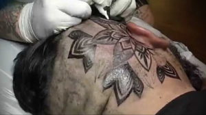 тату на затылке и шее 24.09.2019 №049 -the back of the head tattoo- tattoo-photo.ru