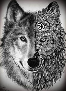 Фото волк тату эскиз 13.09.2019 №028 - wolf tattoo sketch - tattoo-photo.ru