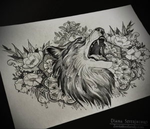 Фото волк тату эскиз 13.09.2019 №031 - wolf tattoo sketch - tattoo-photo.ru