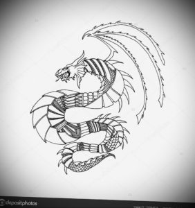 Фото дракон тату эскиз 13.09.2019 №033 - dragon tattoo sketch - tattoo-photo.ru
