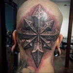 крест на затылке тату 24.09.2019 №005 -the back of the head tattoo- tattoo-photo.ru