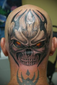 тату глаз на затылке 24.09.2019 №014 -the back of the head tattoo- tattoo-photo.ru