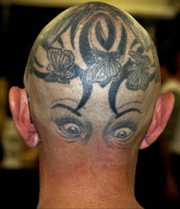 тату глаз на затылке 24.09.2019 №022 -the back of the head tattoo- tattoo-photo.ru
