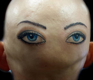 тату глаз на затылке 24.09.2019 №023 -the back of the head tattoo- tattoo-photo.ru
