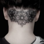 тату на затылке для девушек 24.09.2019 №009 -the back of the head tattoo- tattoo-photo.ru
