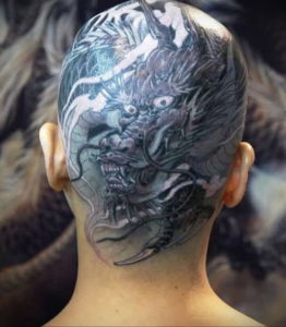 тату на затылке для девушек 24.09.2019 №013 -the back of the head tattoo- tattoo-photo.ru