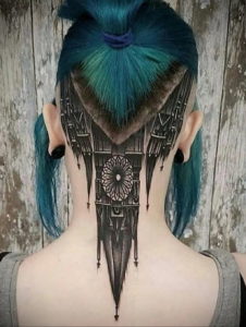 тату на затылке для девушек 24.09.2019 №019 -the back of the head tattoo- tattoo-photo.ru