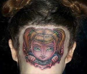тату на затылке для девушек 24.09.2019 №020 -the back of the head tattoo- tattoo-photo.ru