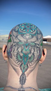 тату на затылке для девушек 24.09.2019 №026 -the back of the head tattoo- tattoo-photo.ru