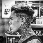 тату на затылке для мужчин 24.09.2019 №009 -the back of the head tattoo- tattoo-photo.ru
