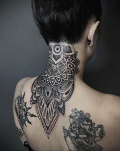 тату на затылке и шее 24.09.2019 №022 -the back of the head tattoo- tattoo-photo.ru