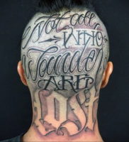 тату надписи на затылке 24.09.2019 №003 -the back of the head tattoo- tattoo-photo.ru