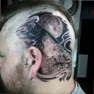 фото татуировки на затылке 24.09.2019 №003 -the back of the head tattoo- tattoo-photo.ru