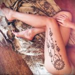 Мехенди на ляжках фото пример 14.02.2020 №157 -Mehendi on thighs- tattoo-photo.ru