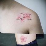 Фото тату сакура на ключице 09.02.2020 №002 -sakura tattoo- tattoo-photo.ru