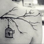 птица вылетает из клетки тату 02.01.2019 №008 -bird cage tattoo- tattoo-photo.ru