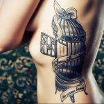птица вылетает из клетки тату 02.01.2019 №016 -bird cage tattoo- tattoo-photo.ru