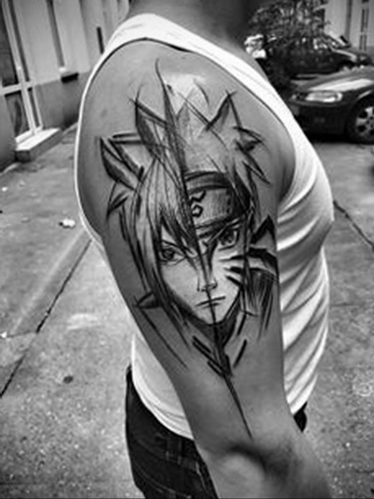 тату аниме черно белые 19.01.2020 №002 -anime tattoo black and white-  tattoo-photo.ru - tattoo-photo.ru