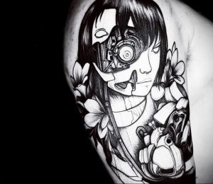 тату аниме черно белые 19.01.2020 №007 -anime tattoo black and white- tattoo-photo.ru