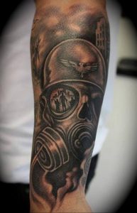 тату противогаз 15.01.2020 №043 -gas mask tattoo- tattoo-photo.ru