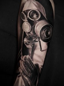 тату противогаз 15.01.2020 №059 -gas mask tattoo- tattoo-photo.ru