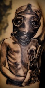 тату противогаз 15.01.2020 №069 -gas mask tattoo- tattoo-photo.ru