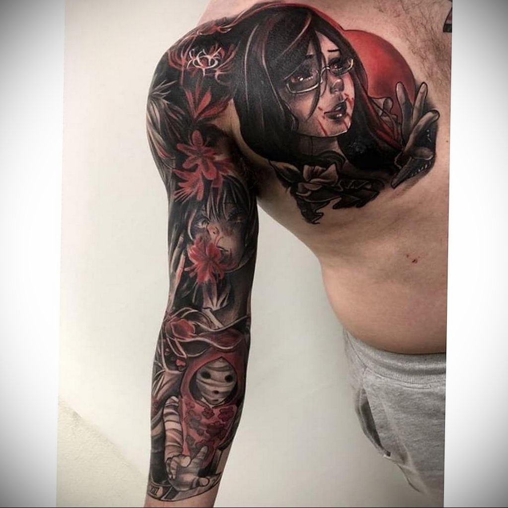 тату рукав аниме 18.01.2020 №005 -anime sleeve tattoo- tattoo-photo.ru -  tattoo-photo.ru