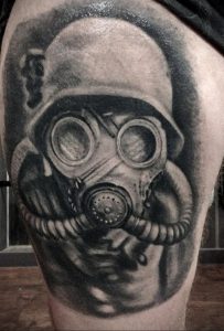 тату череп в противогазе 15.01.2020 №021 -skull tattoo in gas mask- tattoo-photo.ru