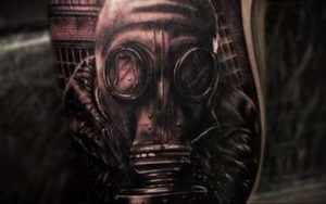 тату череп в противогазе 15.01.2020 №036 -skull tattoo in gas mask- tattoo-photo.ru