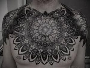 фото тату мандала на груди 04.02.2020 №050 -mandala tattoo- tattoo-photo.ru