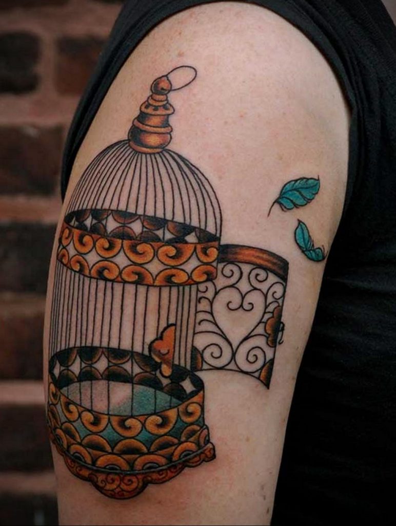 фото тату птица в клетке 02.01.2019 №039 -bird cage tattoo- tattoo-photo.ru