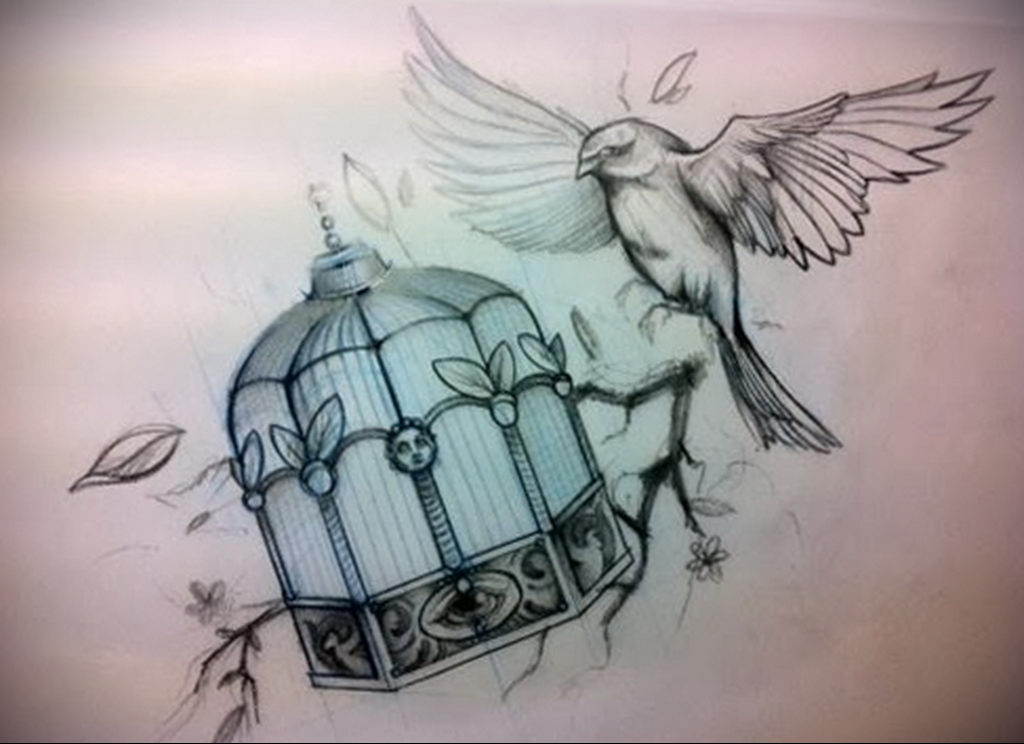фото тату птица в клетке 02.01.2019 № 051 -bird cage tattoo- tattoo-photo.....