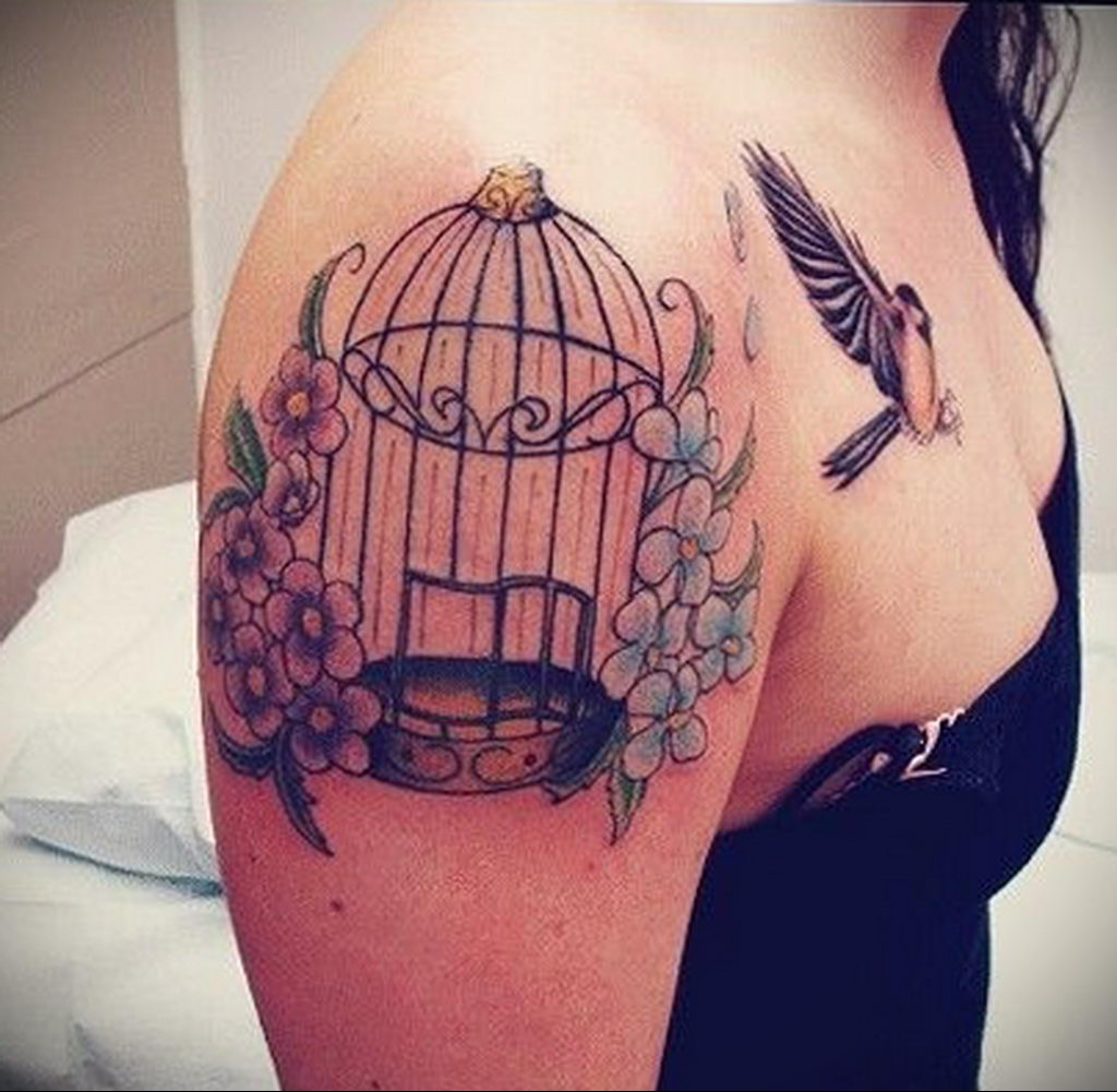 фото тату птица в клетке 02.01.2019 № 061 -bird cage tattoo- tattoo-photo.r...